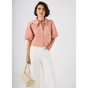 Mint Velvet Pink Corduroy Puff Sleeve Shirt
